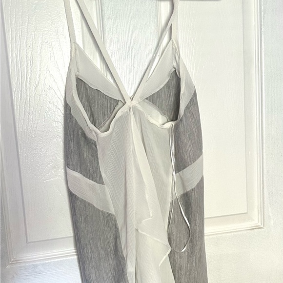 Zara White Gray Basic Collection Racer back Waterfall Tank Top - Picture 4 of 7